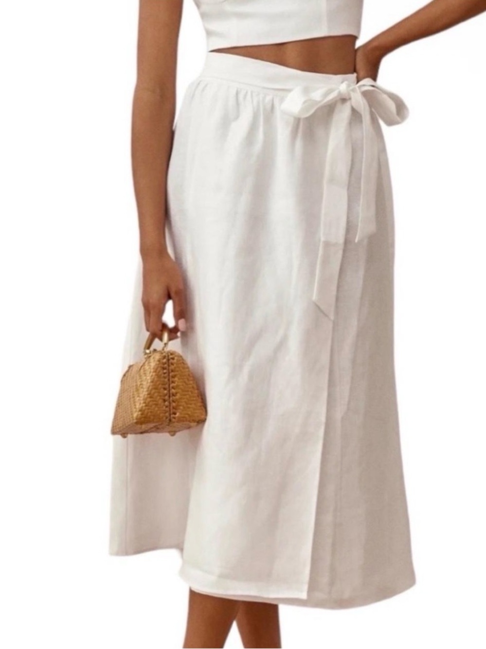 Reformation linen wrap skirt in M